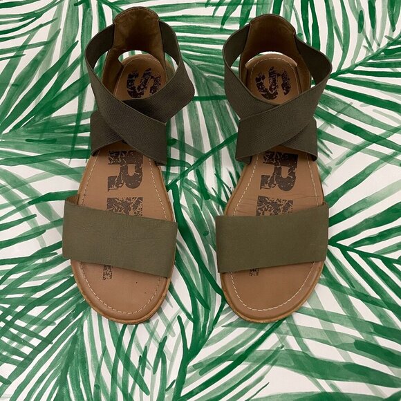 Sorel Ella Suede Cross Strap Sandals in Sage Green Women's Size 10 - Picture 1 of 7